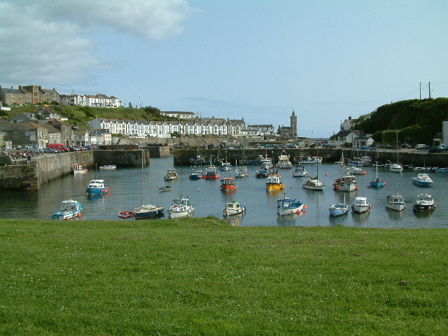 Porthleven inner harbour from the Harbour Head. 25 May 2003.